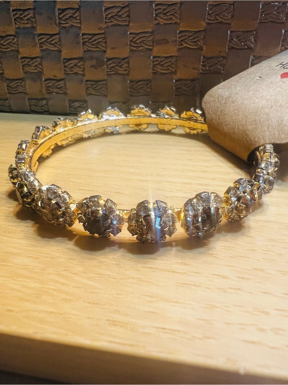 Gold-Tone Crystal Bead Bangle Bracelet - Elegant Women's Jewelry